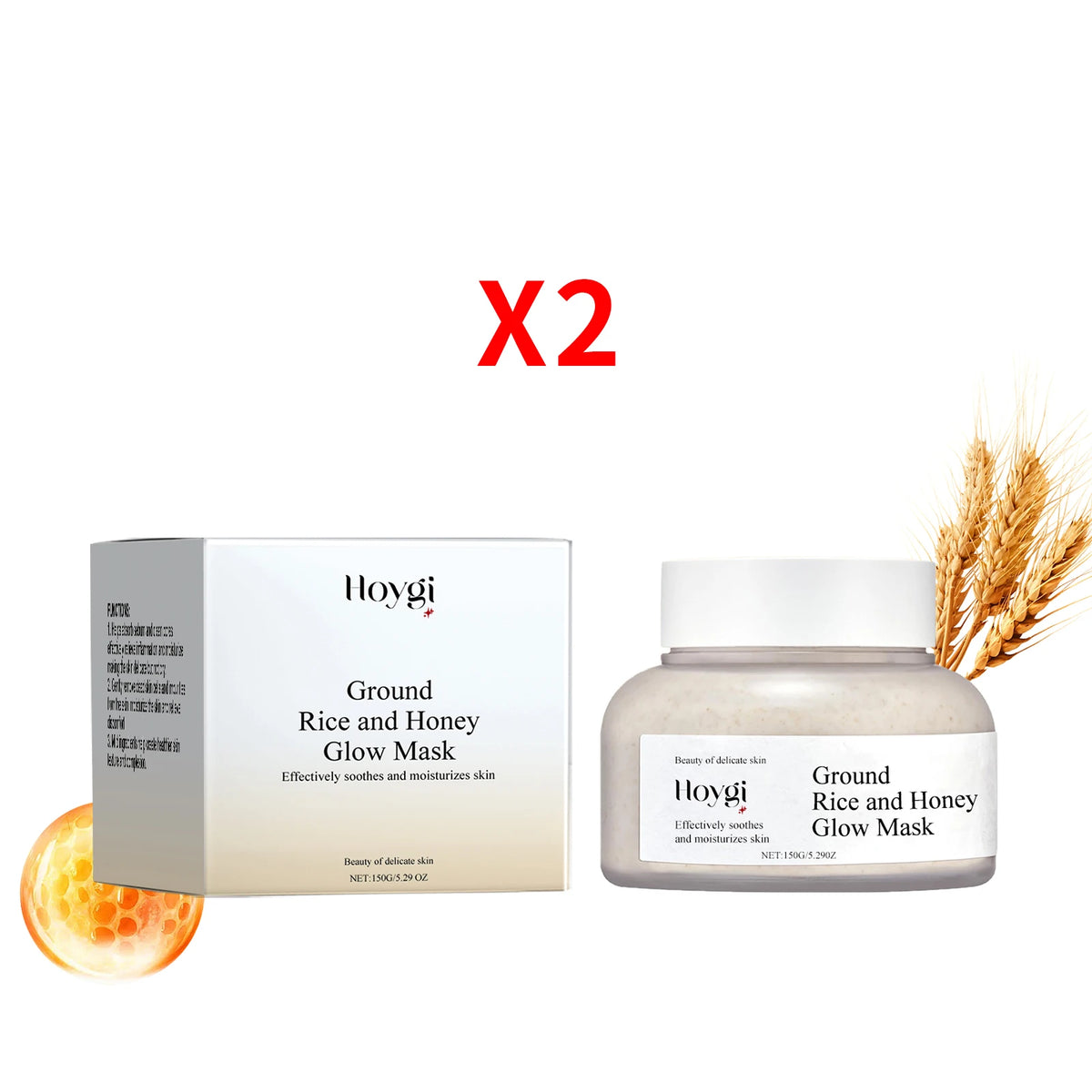 Hoygi Rice Honey Face Mask Pore Minimizing Oil Balancing Repairing Soothing Softening Skin Revitalizing Cleansing Mud Mask 150g
