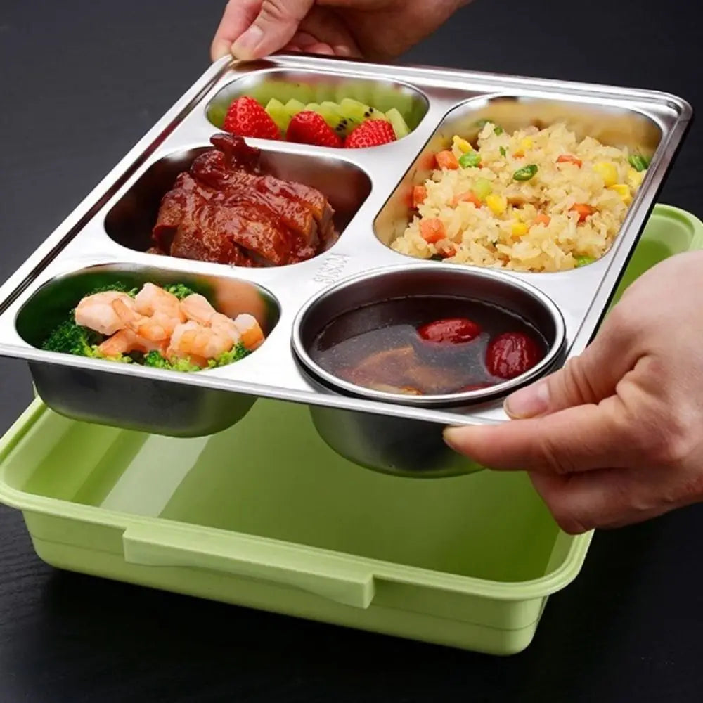 Leakproof Stainless Steel Lunch Box Microwavable Multi-Grid Food Container with Cutlery Food Grade Lunch Container Office Worker