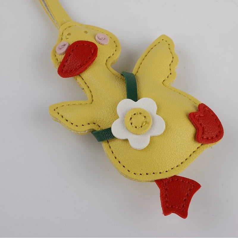 Cute Cartoon Duck Bag Charm High Quality Cute Leather Fashion Charm Bag Keyring Backpack Decoration Accessories Gifts