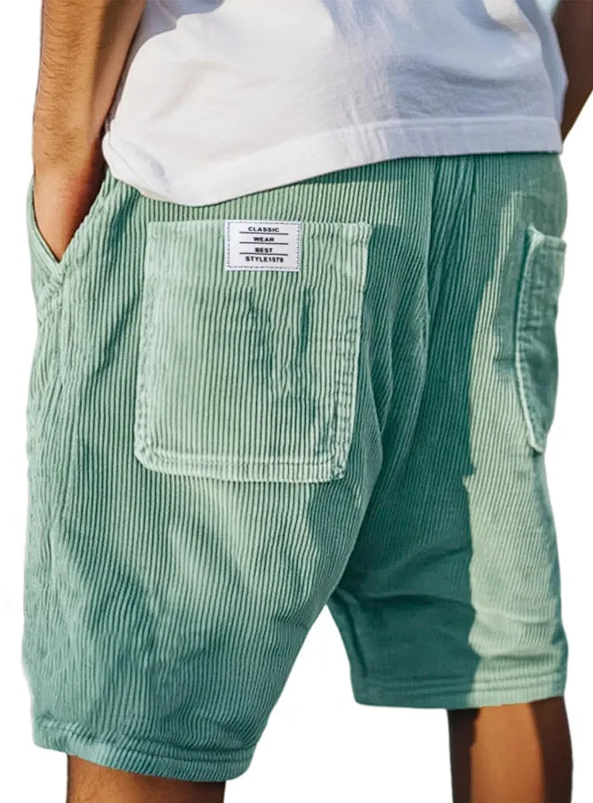 Summer New Men's Corduroy Shorts Fashion American Style Multi Pocket Pants Embroidered Logo Retro Straight Leg Shorts For Male