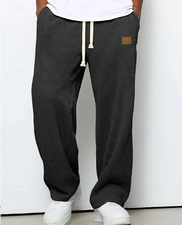 Waffle Straight Leg Pants Men's Summer New Style Wide Leg Pants Men's Youth Summer Casual Pants