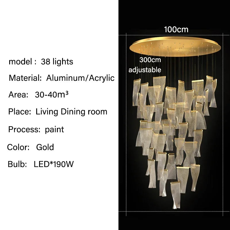 Modern LED Pendant Lights Living Dining Room Lighting Lustre Decor Chandelier Indoor Villa Duplex Stairs Hanging Lights Fixture