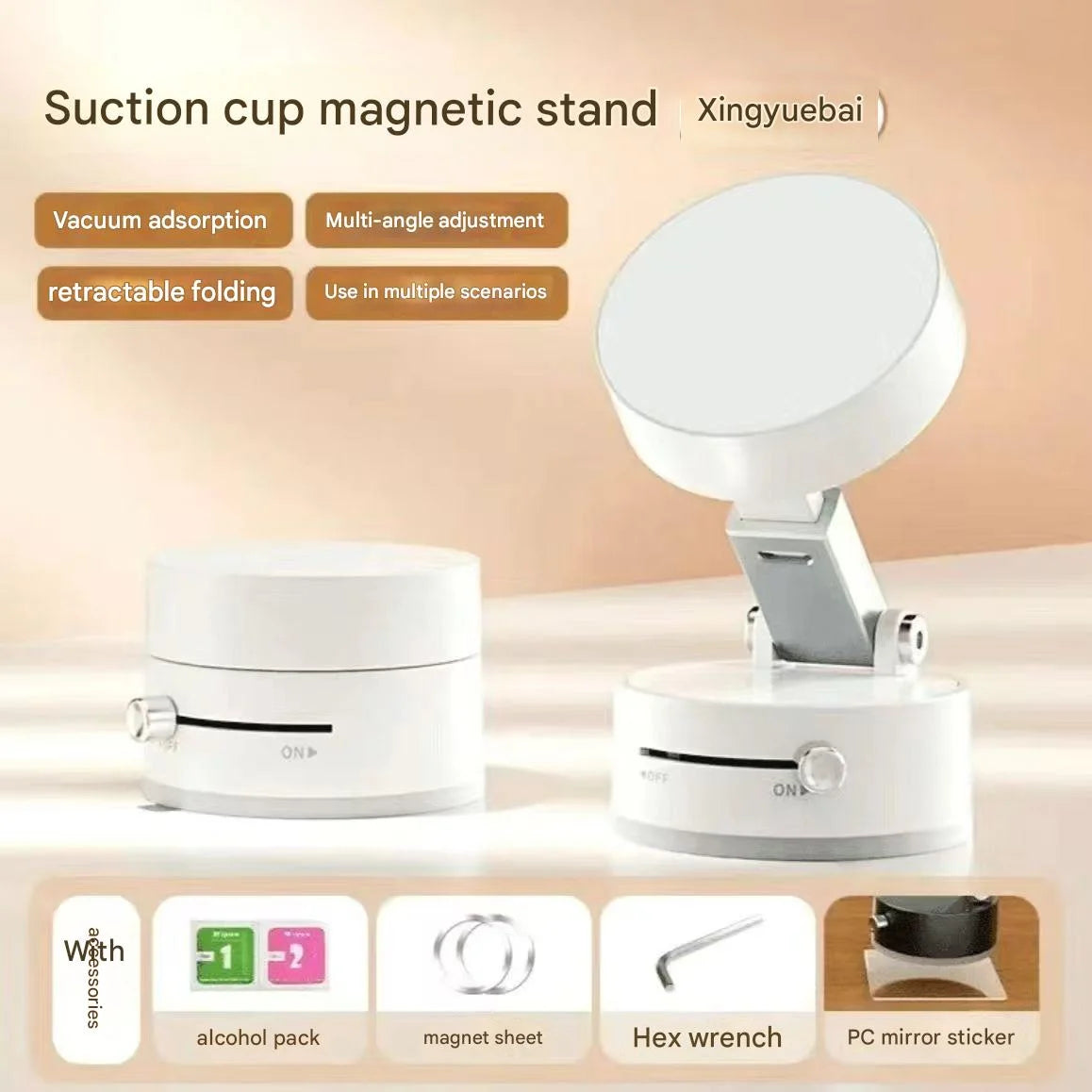 Suction Cup Magnetic Phone Holder Lazy Multi-functional Foldable Storage Holder Vacuum Suction Phone Holder