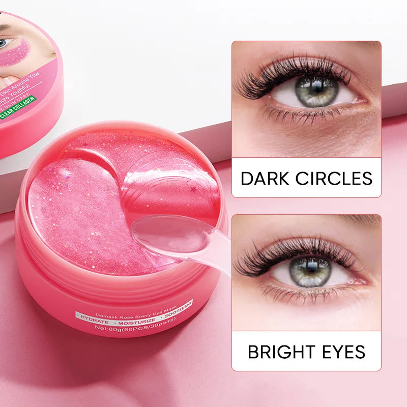 60 Pieces of Rose Starry Sky Collagen Eye Mask, Anti-Dark Circles, Anti-Eye Bags, Moisturizing and Firming Eye Patches, Eye Skin Care