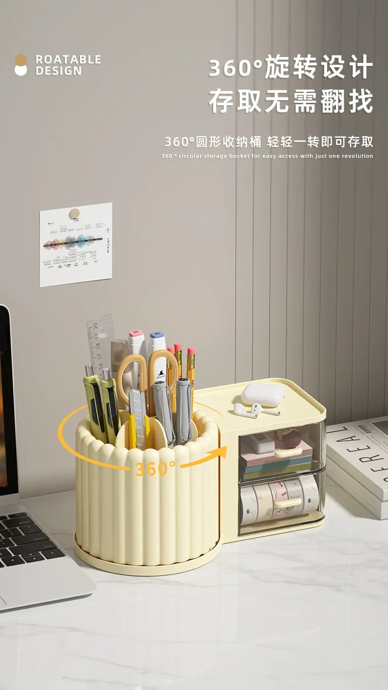 360 Rotating Makeup Desktop Cosmetic Storage Box Organizer Large Capacity for Bathroom Portable Lipstick Makeup Brush Pen Holder
