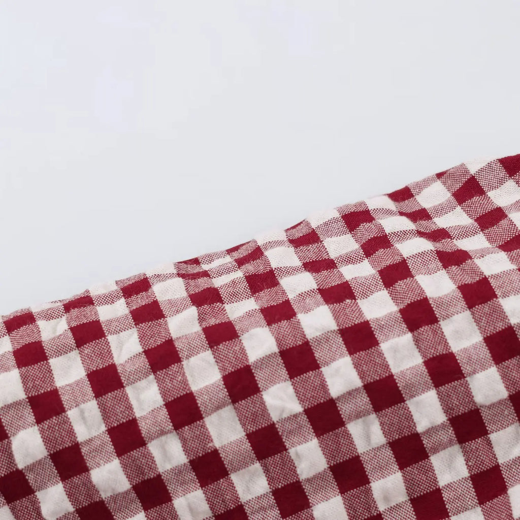 Women's Plaid Jacket, Vintage Gingham Check Coat, Stand Collar Long Sleeve Button Up Outerwear, Loose Casual Autumn Windbreaker