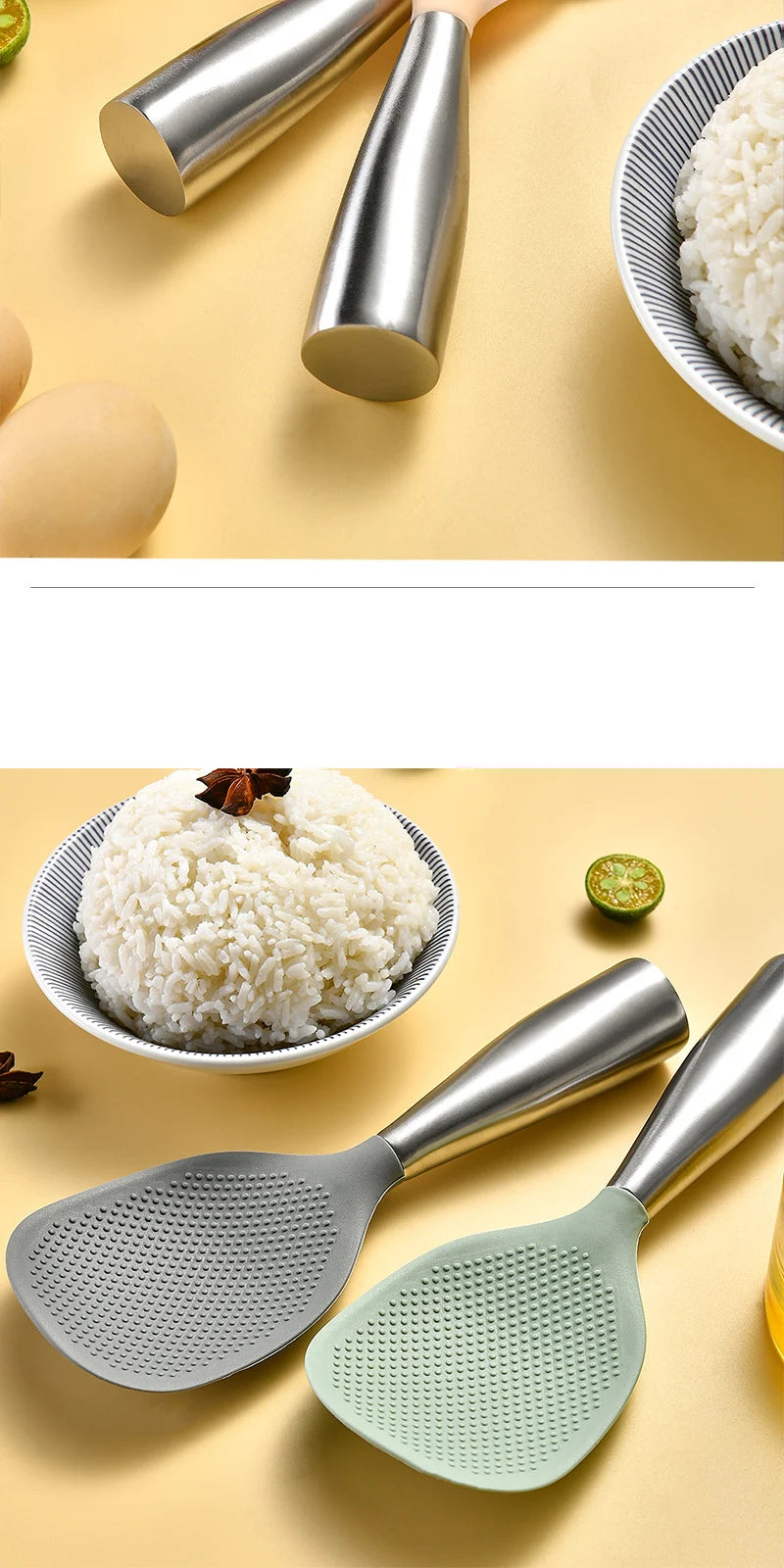 1Pcs Silicone Spoon Non-stick Cooking Spoon Anti-scalding Pot Rice High-temperature-resistant Spoon Durable Kitchen Gadgets