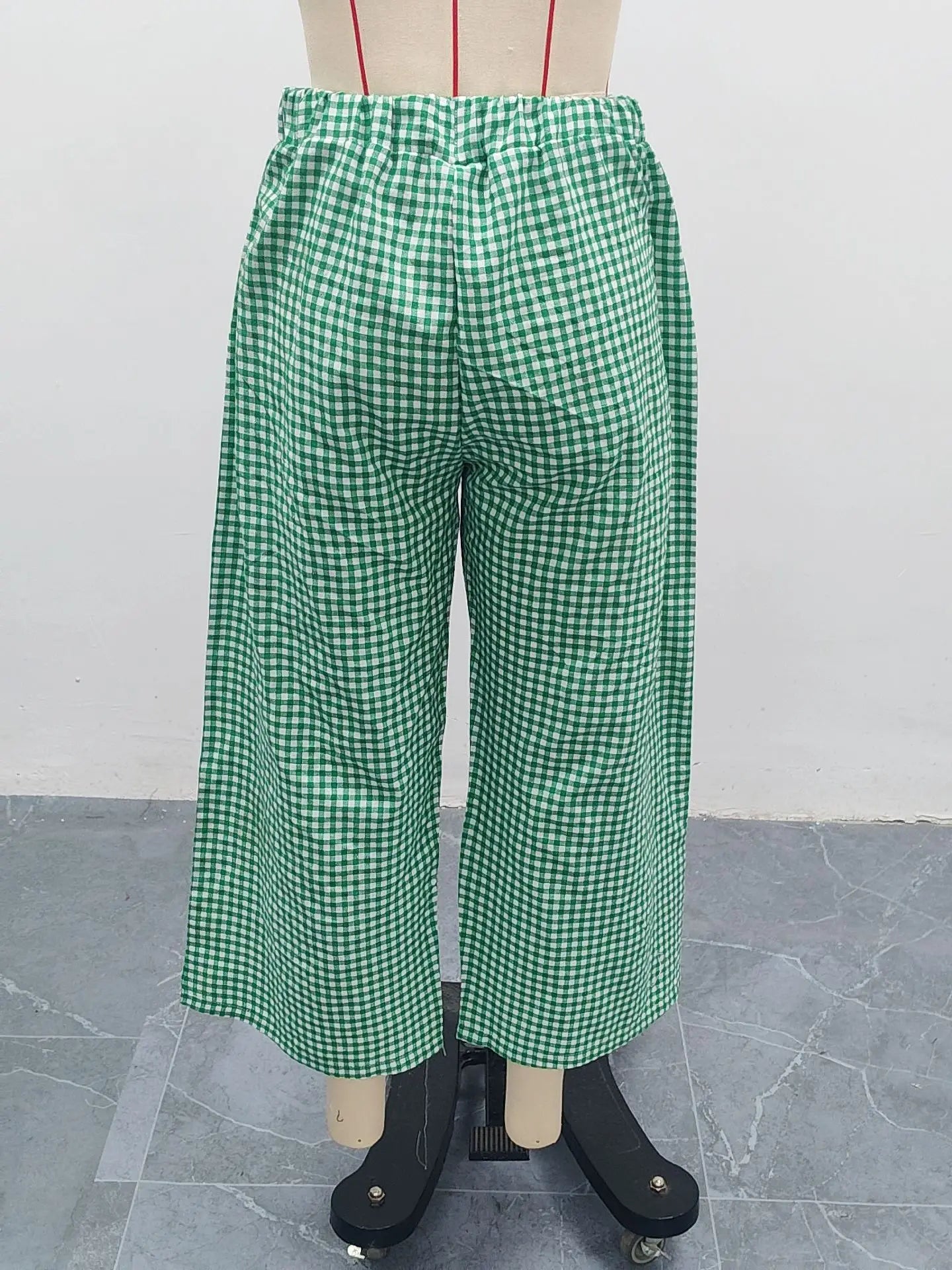 Women's Casual Plaid Wide Leg Pants Summer New Loose Slimming Lazy Long Trousers Comfortable Loose Fit High Waist Pants 2025
