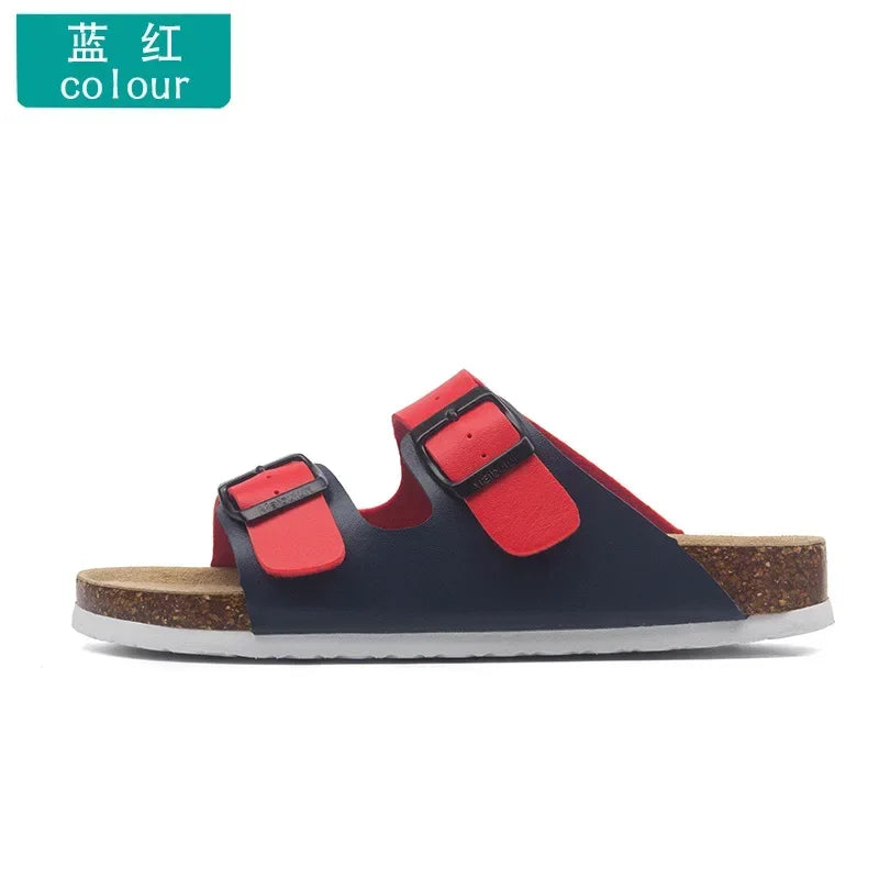 Slippers Women Buckle Flat Bottom Cork Slippers Man Summer Unisex Beach Button Outdoor Casual Sandals Designer Ladies Shoes