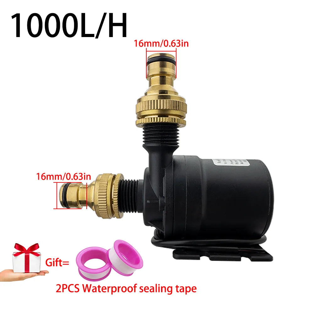 DC12V Brushless Motor Water Pump, DC24V 1000L/H, 8M Head 1/2" Submersible Pump, Fountain Water Heater, Shower Booster Pump, IP68