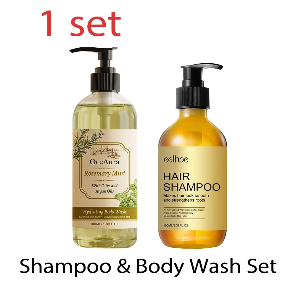 Rosemary Hair & Body Set Shampoo for Oily Scalp Volume Body Wash Softening Scented Daily Care 2pcs