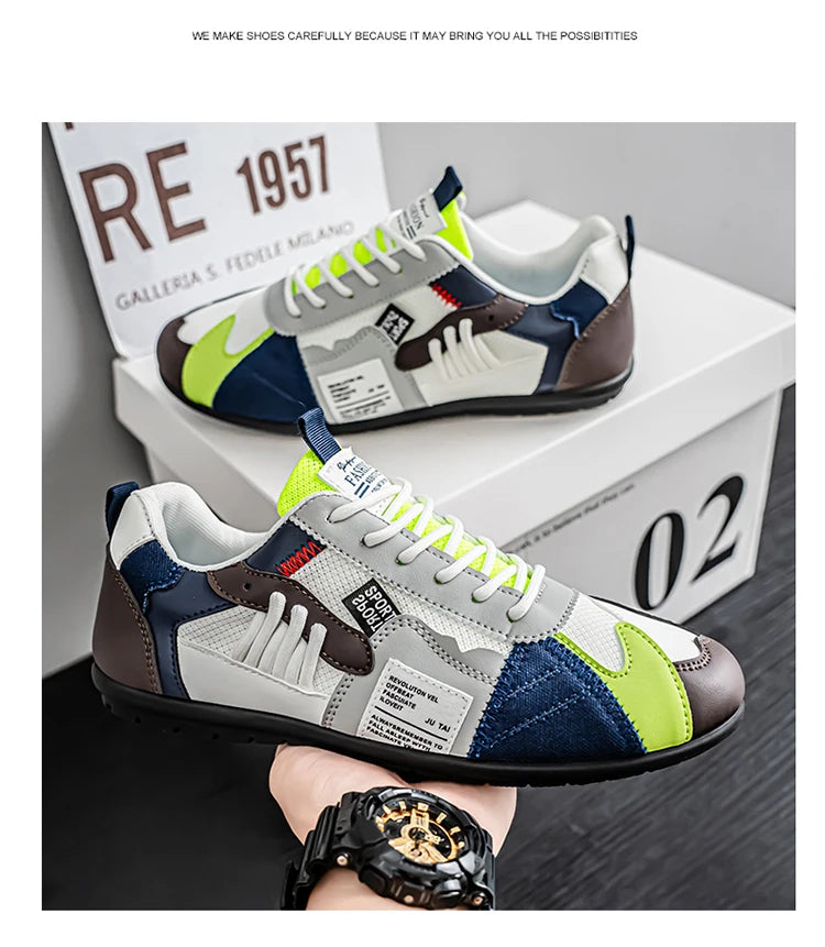 Men's Trendy Black and Gray Color-Blocked Mesh Breathable Casual Sports Shoes, Summer Thin Retro Forrest Gump Shoes, Lightweight Soft-Soled Shock-Absorbing Non-Slip Versatile Wear-Resistant Men's Shoes
