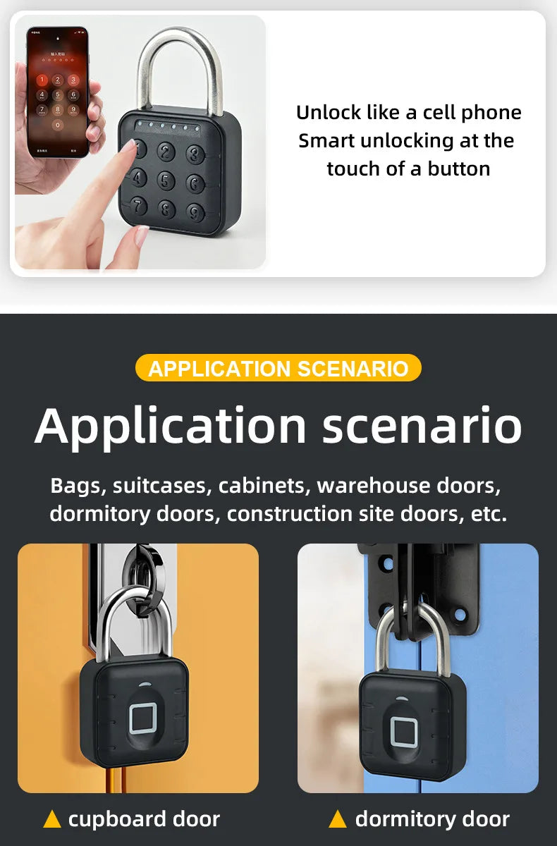 IP67 Waterproof Fingerprint Door Lock Button Cabinet Lock Gym Wardrobe Door Tuya Smart Password Padlock Electronic Door Lock