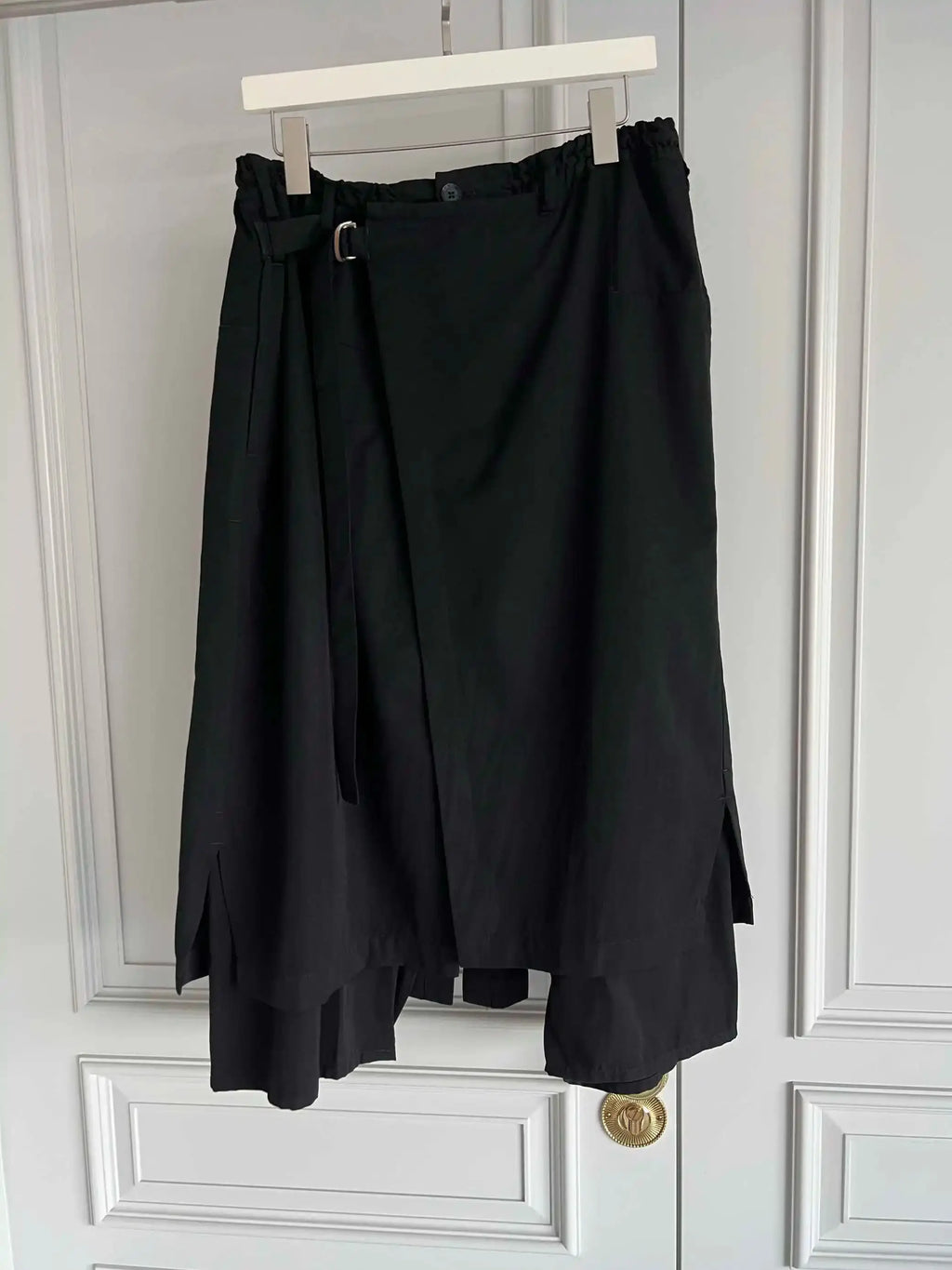 TOP-YAMAMOTO original design black loose double-layer elastic waist culottes and dark niche Japanese-style trousers