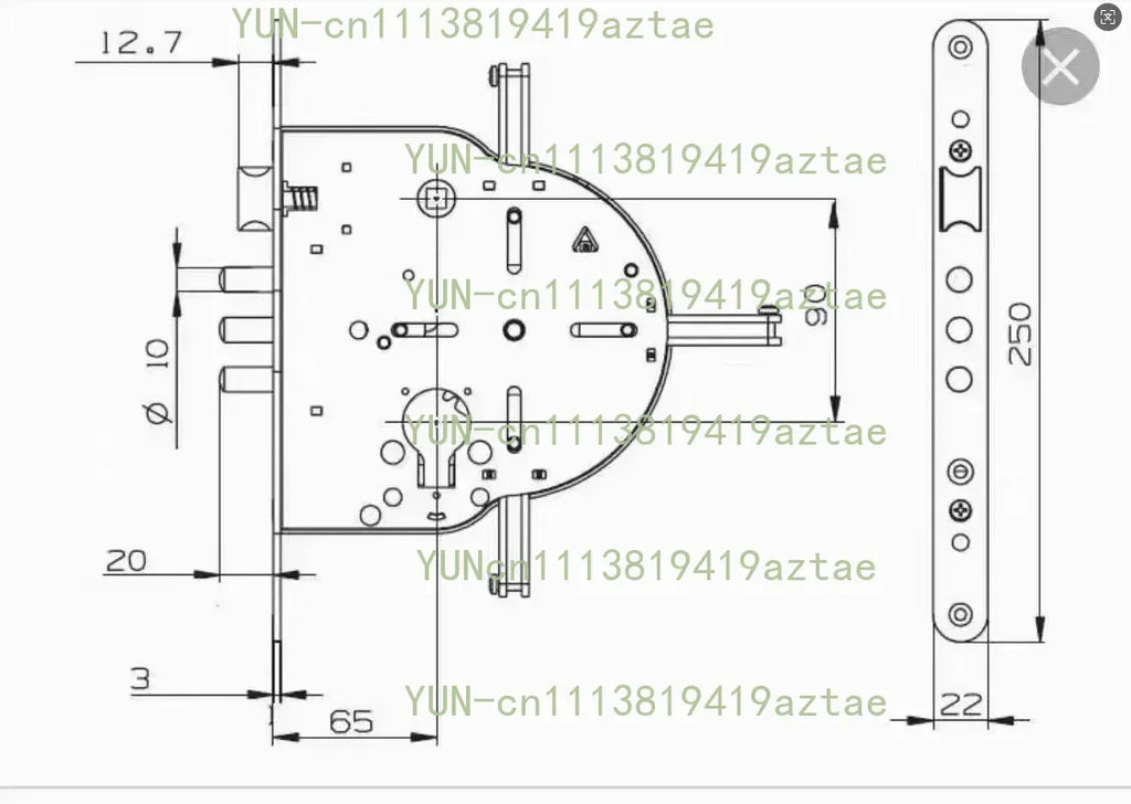 Smart Automatic Israeli 6590 Mortise Lock Body Round Head Square Bolt Replacement for Old Security Door Fingerprint Lock