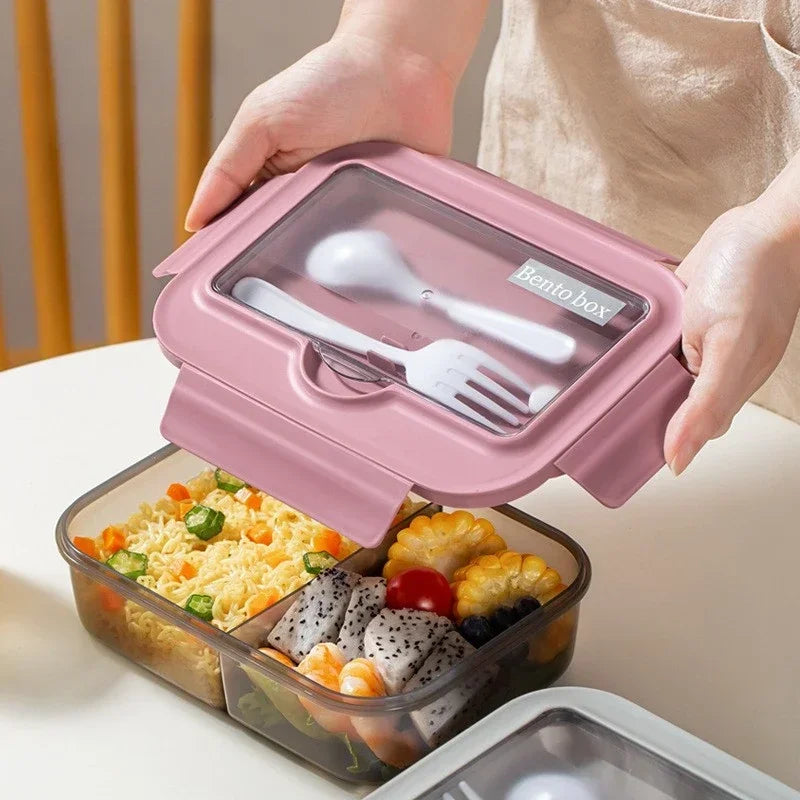 Food-grade Lunch Boxes Home Children's Compartments Bento Box Can Be Heated Microwave Oven Student Rectangle Plastic Lunch Boxes