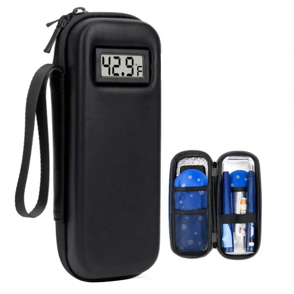 Insulin Refrigerator with Digital Temperature Display, Portable Insulin Cooler with 2 Long-Lasting Ice Packs for 8-12 Hours Cool