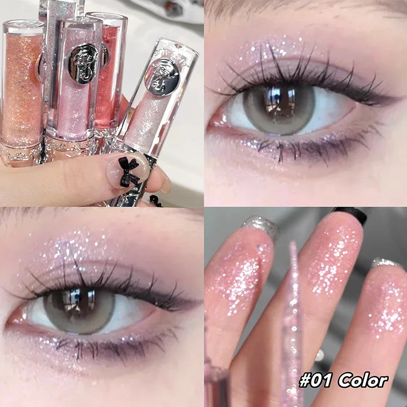 Balletism Glitter Liquid Eyeshadow Pearly Fine Shimmer Long Lasting Sparkling High Gloss Sequin Eye Shadow Lying Silkworm Makeup