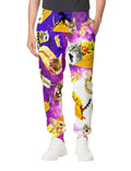 Men's Casual Jogging Pants Abstract Kitten Pizza Print Design Suitable for Outdoor Sweatpants Autumn and Winter Fashion