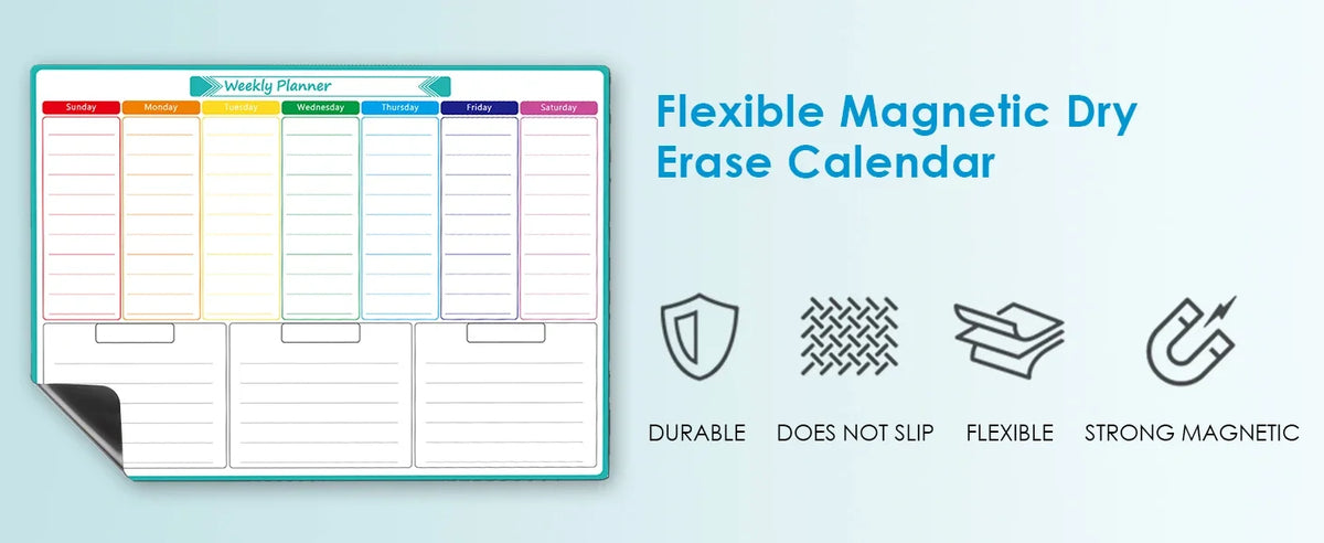 A3 Size Magnetic Dry Erase Weekly & Monthly Planner Whiteboard Blackboard Fridge Sticker Calendar