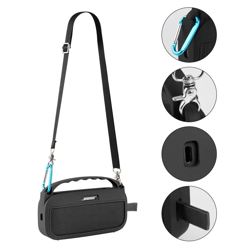 ZOPRORE Silicone Cover Case for Bose SoundLink Flex (2nd Gen) Speaker, Travel Protective Cover with Shoulder Strap and Carabiner