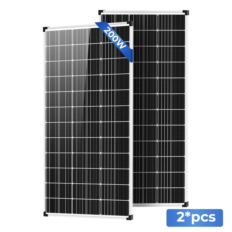 AeternaSol 400W/200W Watt 25% High-Efficiency PV Power for Home Rooftop 18B N-Type Solar Panel 12V Monocrystalline Solar Panel 18BB Cells High Efficiency Module RV Marine Boat Caravan Off Grid Monocrystalline Solar Panels Cha