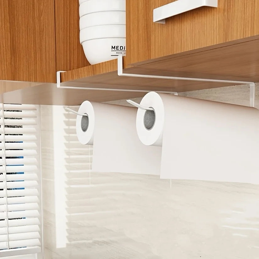 Wall Mount Kitchen Organizer Holds Plastic Wrap Dishcloth Aluminum Foil Dispenser Includes Paper Towel Holder