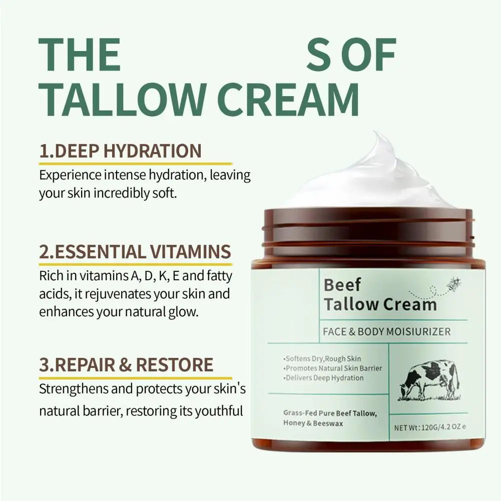 120g Beef Tallow Honey Moisturizer Cream Brightening Rejuvenation Nourishing Hydrating Redness Repair Pore Women's Cosmetics