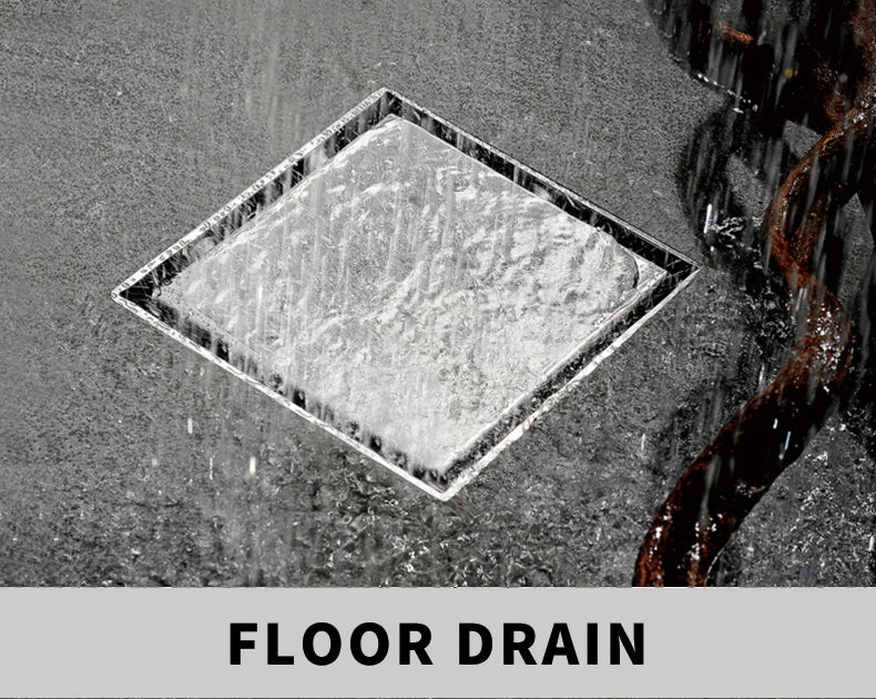 Square Shower Drain Tile Insert Anti Odor Stainless Steel Floor Drain Kit with Removable Grate Cover Hair Strainer Black Gold