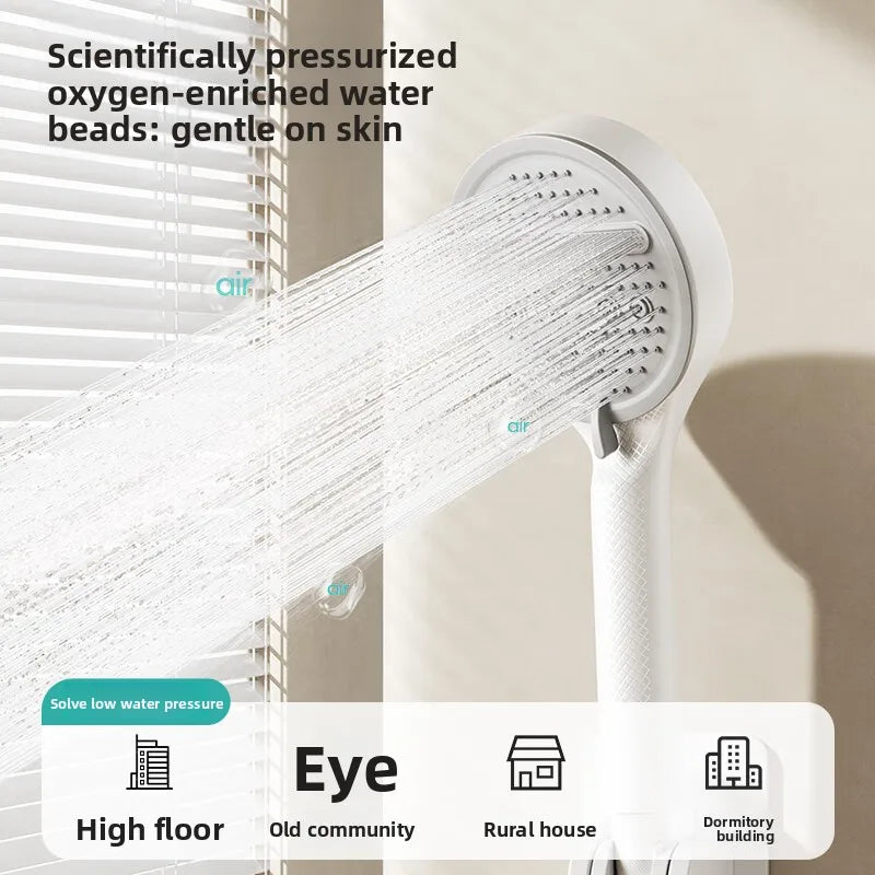 Cream Wind Pressurized ShowerHead 12 Cm Large Panel Water Outlet Handheld  Shower Head Pressurized ShowerSet
