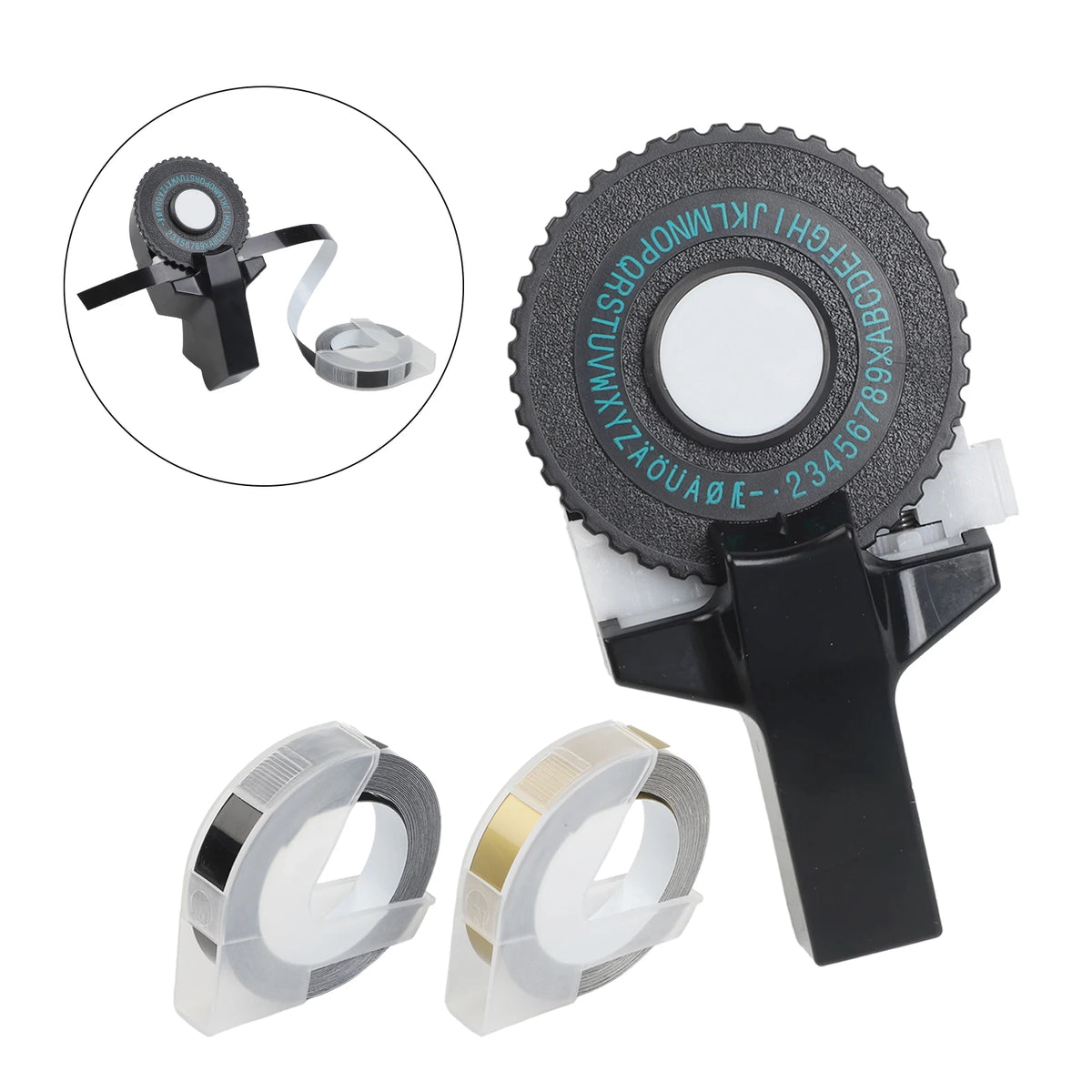 Tape-cutting Embossing Label Maker With Tape 108*56mm Alphanumeric Black Manual Numbers Plastic Printer Set Tool