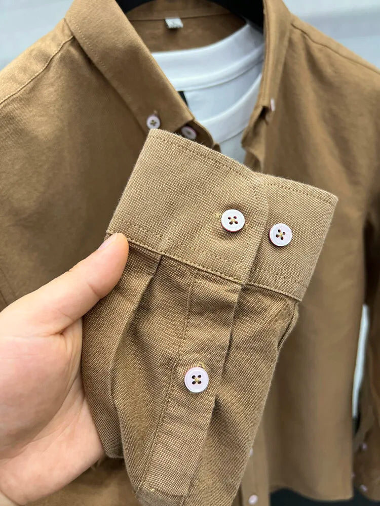 Luxury brand golf embroidered men's long sleeved shirt made 100% pure cotton comfortable and casual 2024 autumn new men's top
