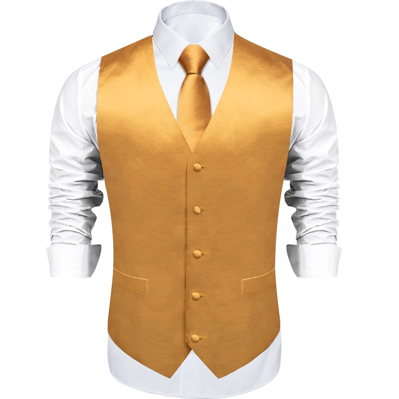 Satin Men's Solid Blue Suit Vest with Tie Handkerchief Cufflinks Business Formal Waistcoat Wedding Prom Men Sleeveless Jacket