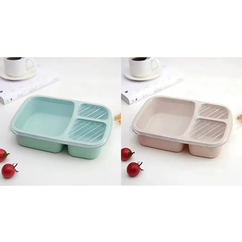 1-3pc Straw Lunch Box Portable Bento Box With Compartment Picnic Bento Box Fruit Container Microwave Oven Dinnerware for Student