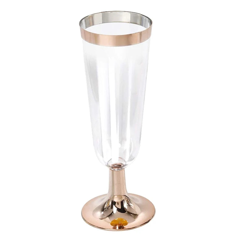 6/12/24/36pcs 5OZ Gold Champagne Flutes Disposable Plastic Champagne Glasses Wedding Party Cocktail Cups Celebration Supplies