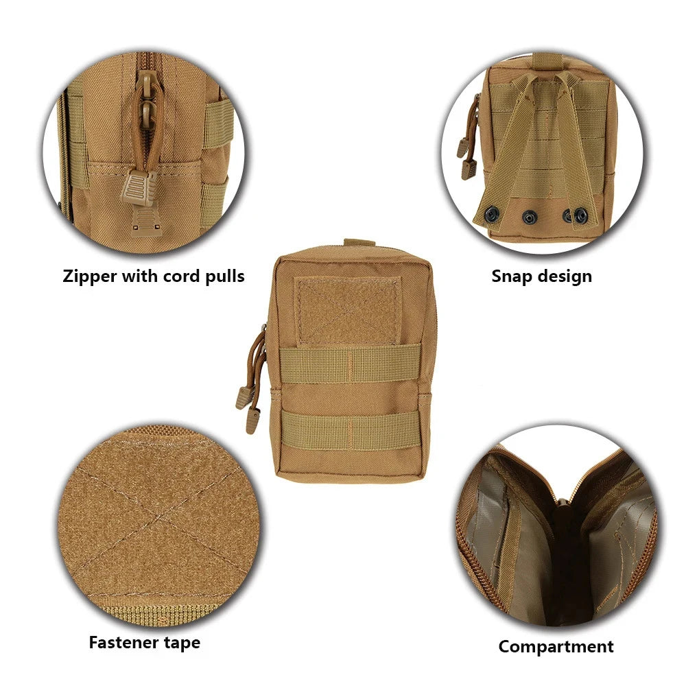 EDC Molle Tactical Pouch Waist Pack Compact Utility Pouches Waist Belt Bag Medical Bags Phone Case Outdoor Hunting Accessories