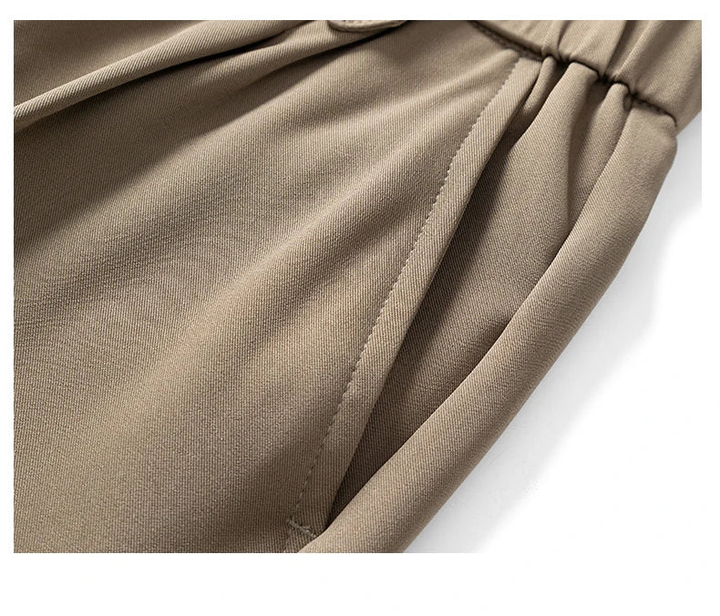 Spring Summer Smooth Casual Pants Men Business Elastic Waist Black Grey Khaki Suit Trousers Male Work Office Plus Size S-5XL