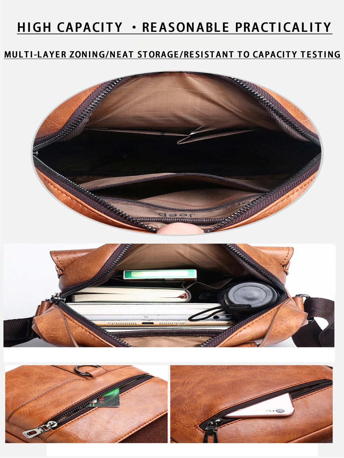 Men's Shoulder Bag, Business Commuting Men's Bag, Crossbody Bag, Soft Leather Hanging Bag, Large Capacity Small Backpack