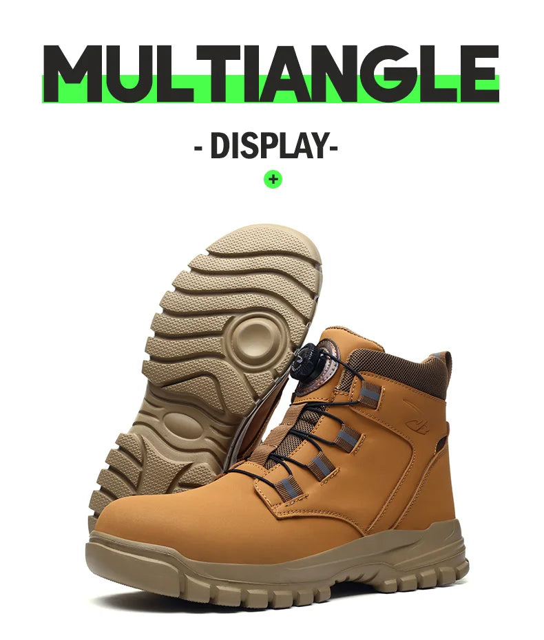 Size 47 48 Winter Work Safety Boots Men Steel Toe Work Shoes Rotating Button Waterproof Protective Men Safety Shoes Footwear