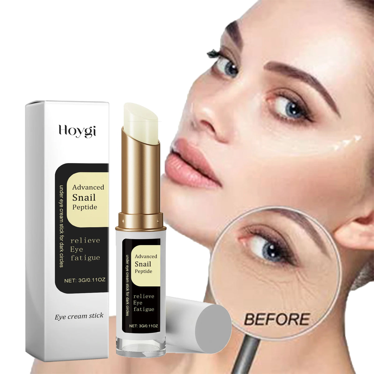 Snail Firming Eye Cream Stick Collagen Improve Fine Lines Wrinkle Lighten Dark Circles Eye Bags Puffiness Moisturizing Skin Care