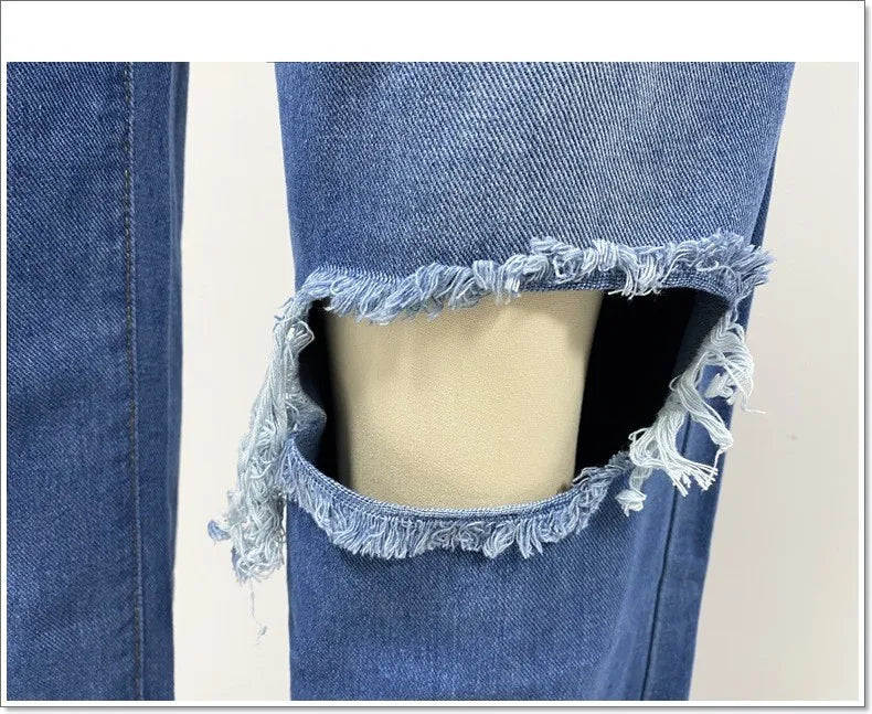 Baggy Jeans Women Flared Denim Pants High Waist Wide Leg Distressed Denim Jeans Light Wash Ripped Frayed Hem Jeans Pants