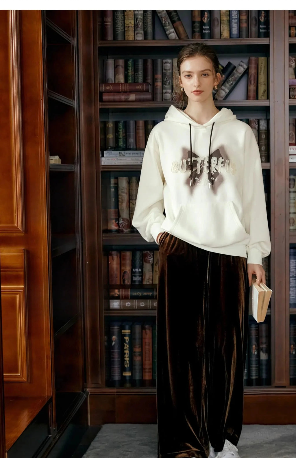 OLrain Velvet Drawstring Baggy Sweatpant Woman 2026 Autumn Casual Retro High Waist Wide Leg Long Pants Women Trousers M56QK85138