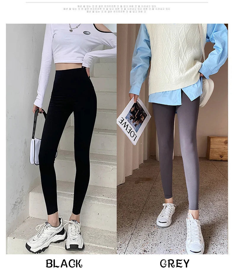 BIVIGAOS Summer New White Khaki Shark Leggings Women Thin High Waist Slim Legs Skinny Leggings Sports Fitness Leggings Spring