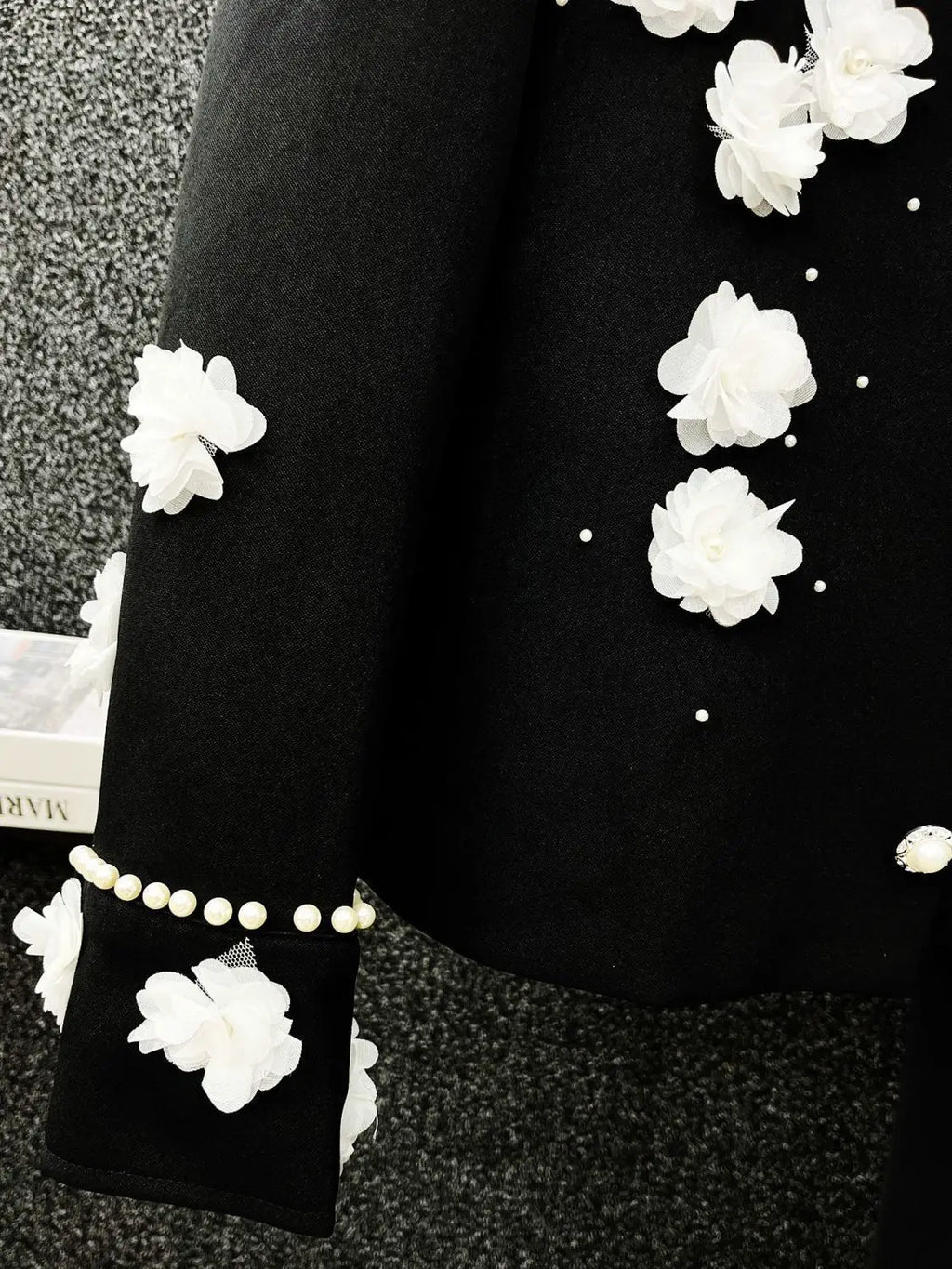 Flower Appliques Men's Jacket Spring Autumn Pearl Beading Lapel Coat American Fashion High Street Male Gorgeous Jackets