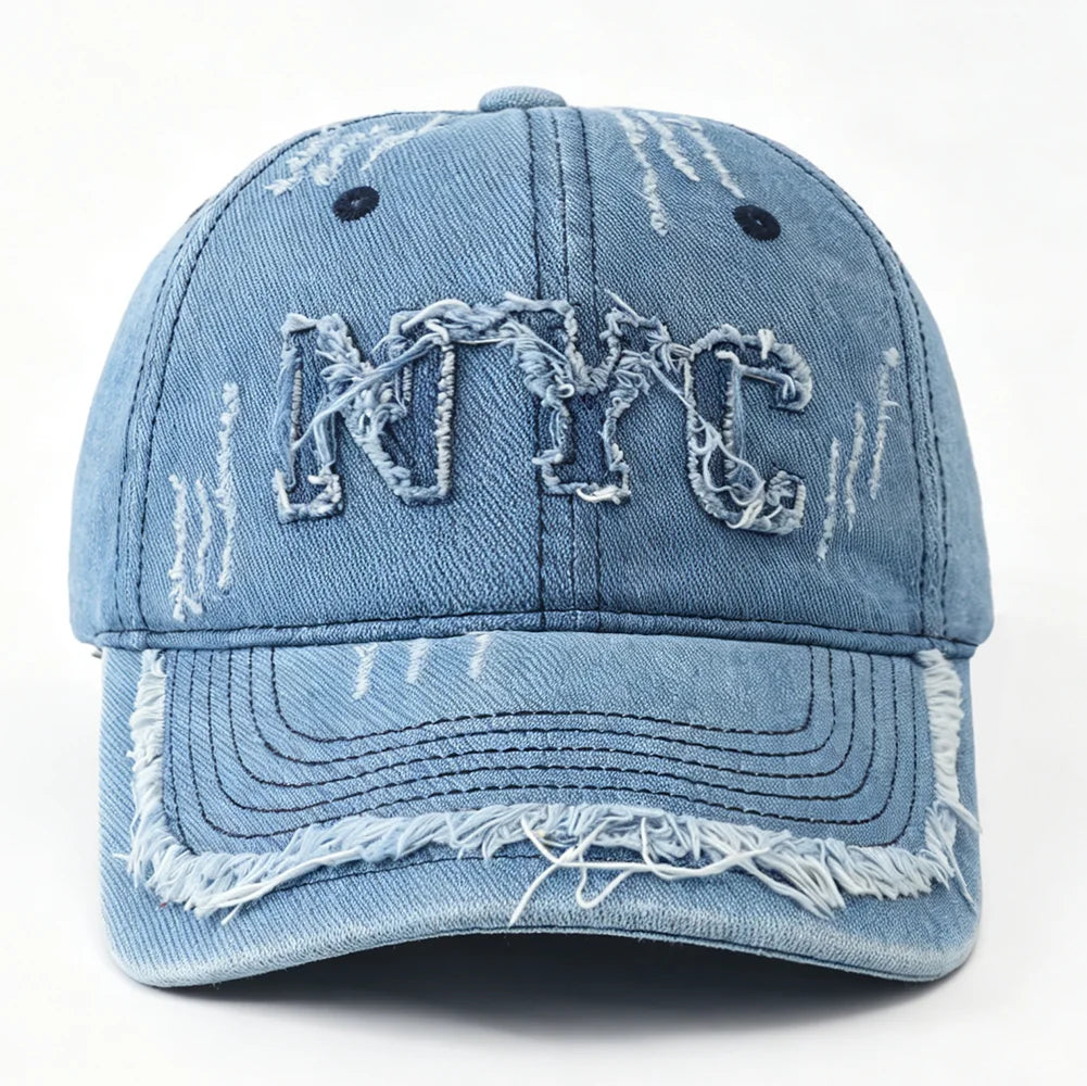 High Quality NYC Embroidery Denim Baseball Cap Unisex Outdoor Sun Protection Hat Adjustable Dad Hats for Women Men Visor Caps