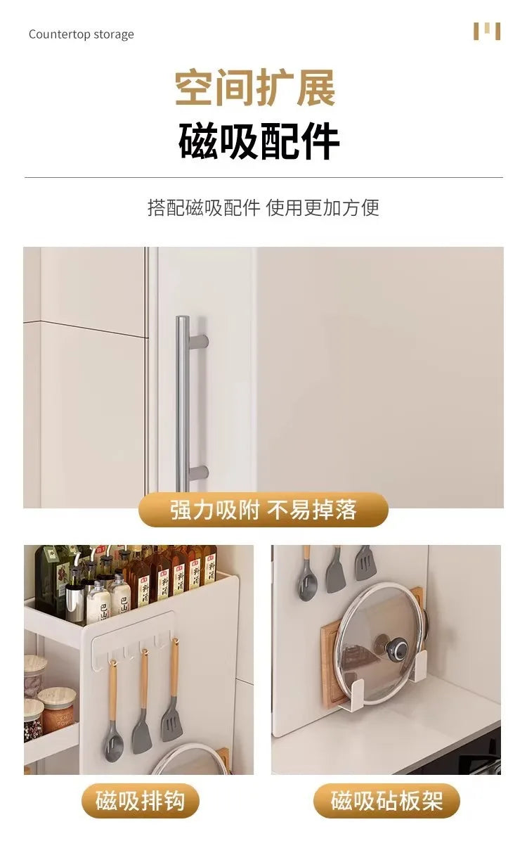 Shelf Kitchen Pull-out Seasoning Countertop Multifunctional Seasoning Storage Rack Dustproof Extremely Narrow Side Box Cabinet