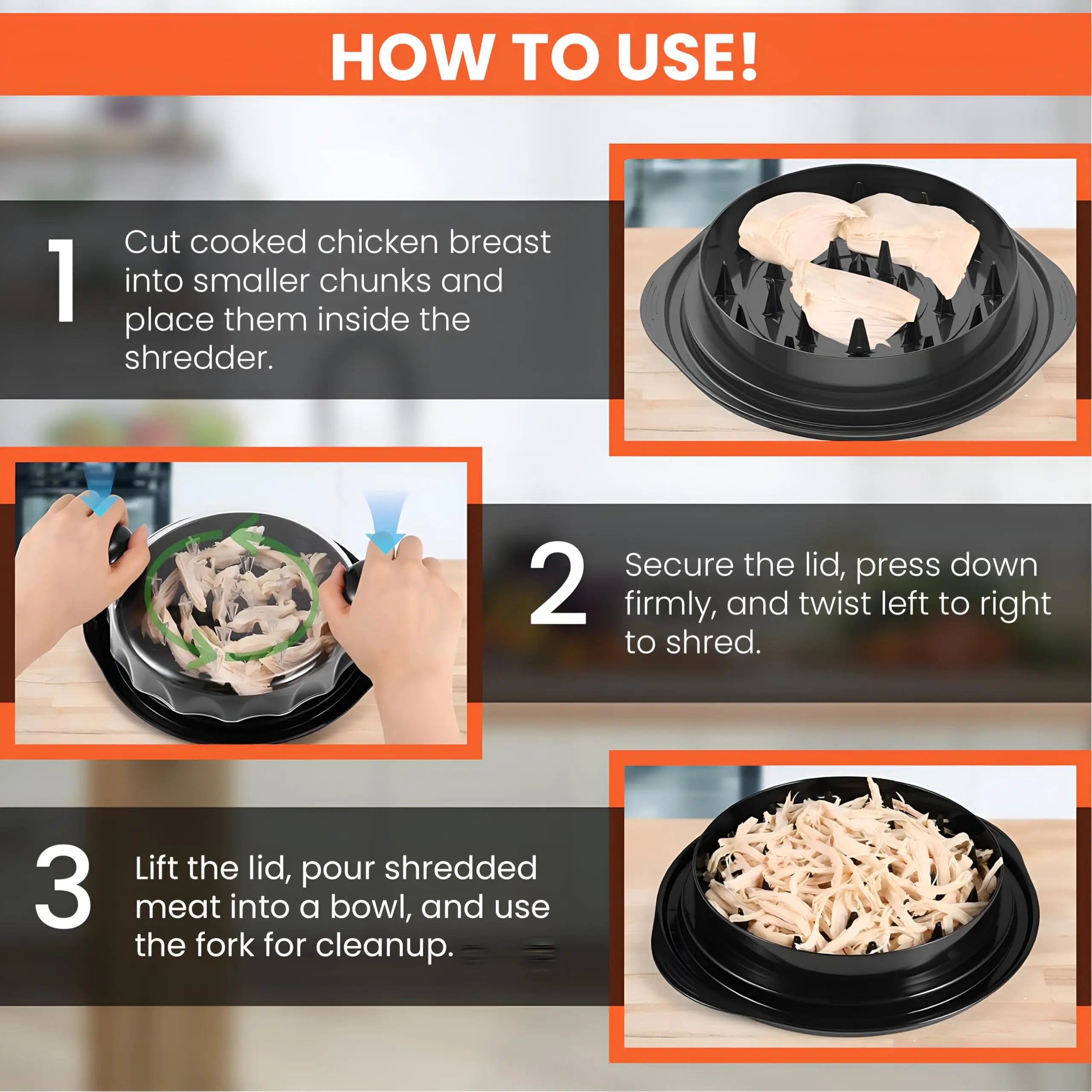 Chicken Shredder Non-Slip Meat Grinders For Pork Beef Cooked Chicken Breasts Vegetable Kitchen Tool Ergonomic Handle Shredder