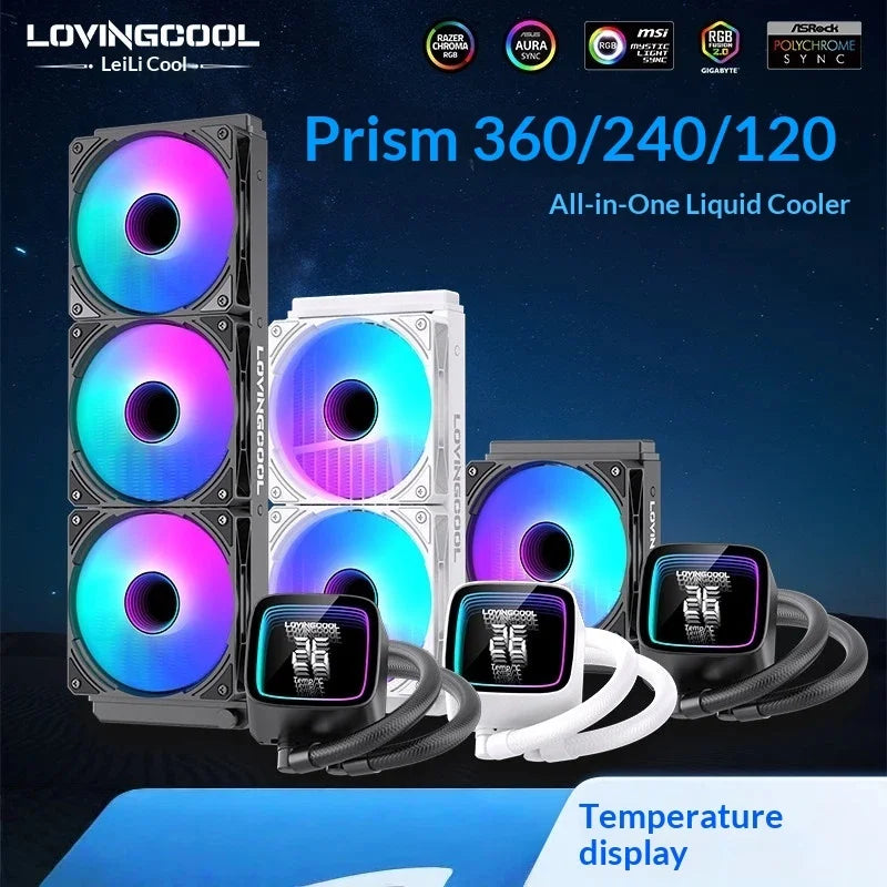 Fmouse Lovingcool Aio Cpu Water Cooler 240mm 360mm Argb Prism Digital Display Temperature Control Aura Sync For Pc Gaming Case