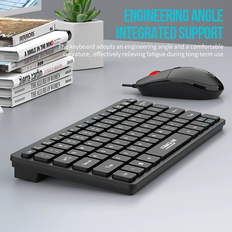 FRIWOL KT-100 Wired  Keyboard Mouse Set 78 Key Mini Portable Keyboard USB Desktop Laptop Office Home Light voice
