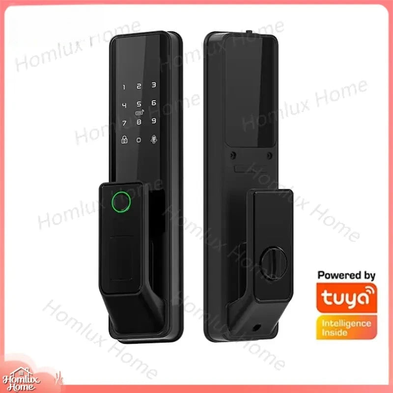 Tuya WiFi Fingerprint Doorbell Smart Door Lock with Push Pull Mechanism Aluminum Alloy 5050 Pin Code Keyless Lock